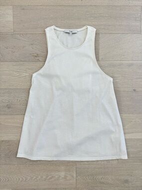 Tibi Cotton Tank Top with Lyocell Mesh Back - Size S
